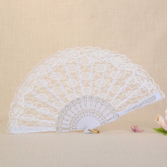 Damen Handfächer Mit Spitzen-Design Floral Klassisch 0