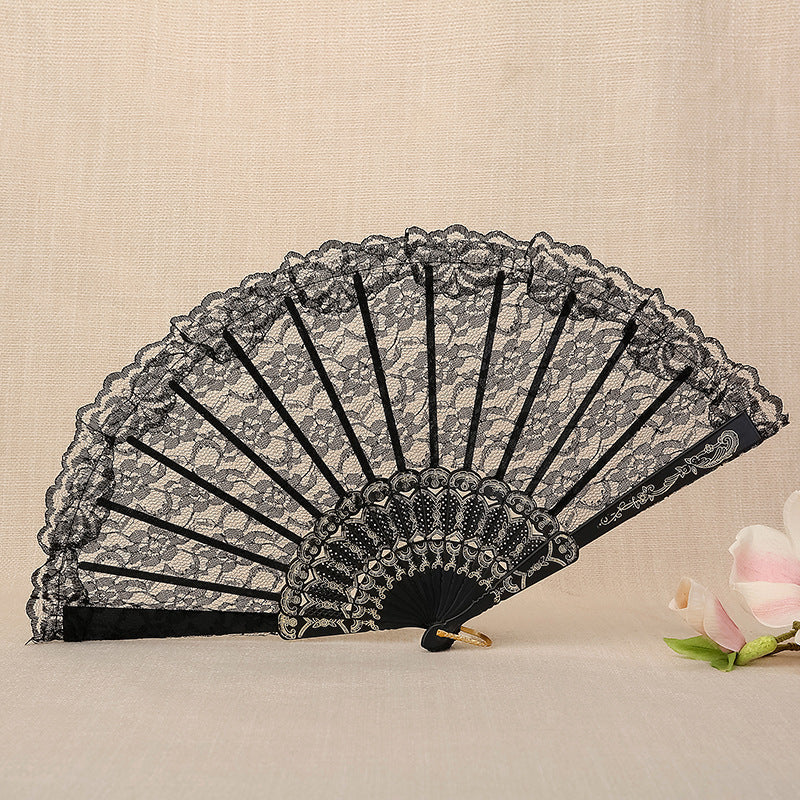 Damen Handfächer Mit Spitzen-Design Floral Klassisch 9