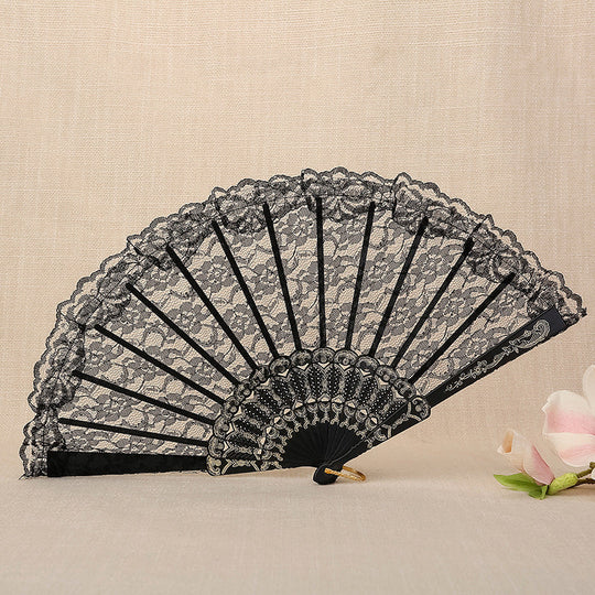 Damen Handfächer Mit Spitzen-Design Floral Klassisch 9