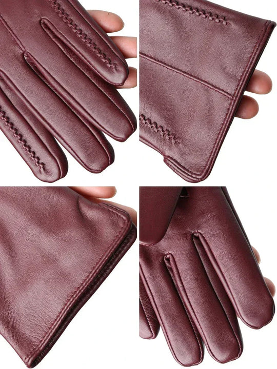 Damen Handschuhe Winter Kunstleder Warm Elegant 3