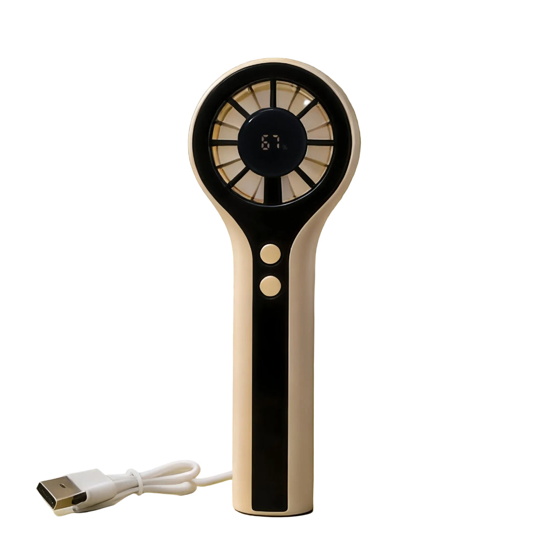 Damen Handventilator Kompakt mit LCD-Temperaturanzeige und USB-Ladefunktion 0