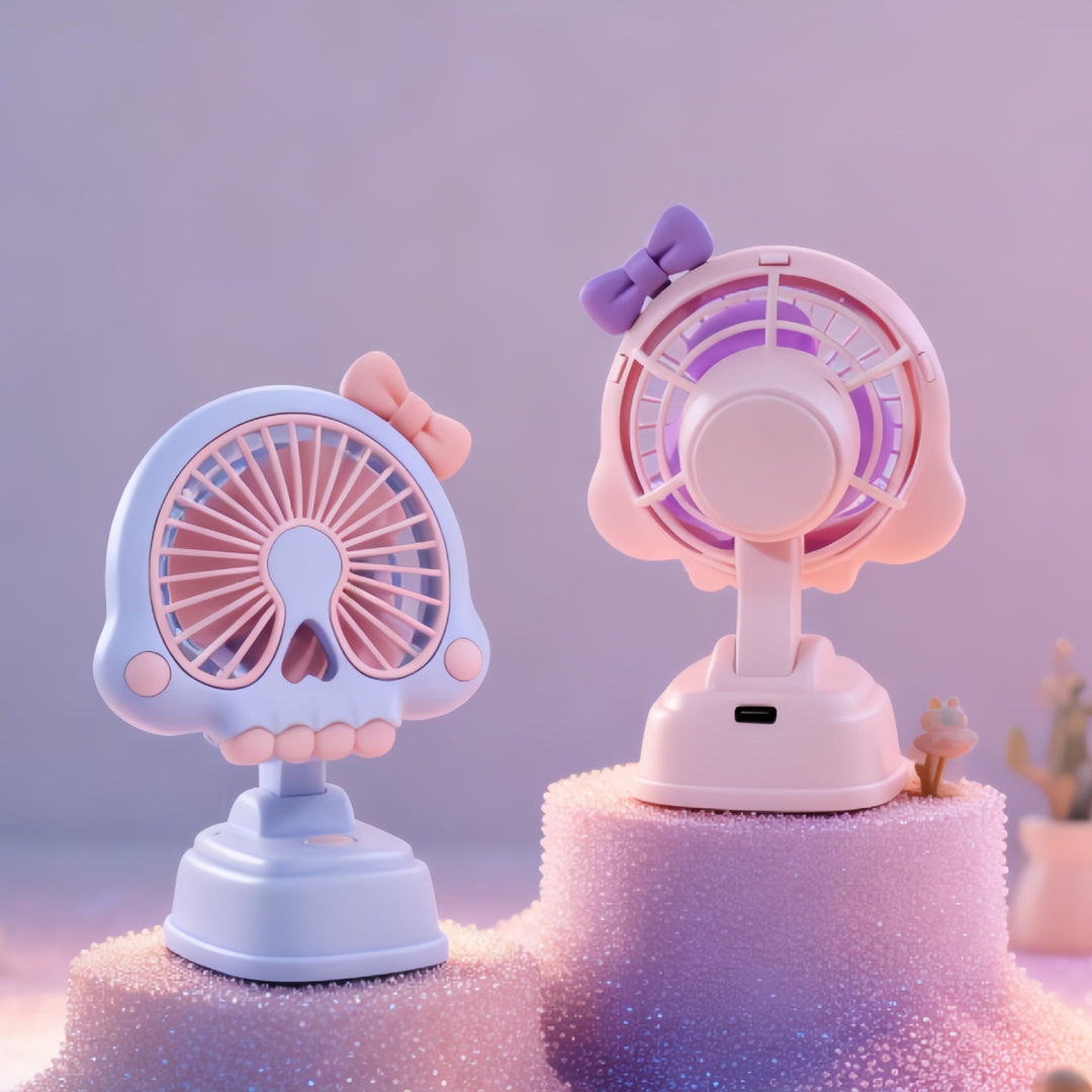 Damen Handventilator Totenkopf-Design Tragbar Kompakt 1