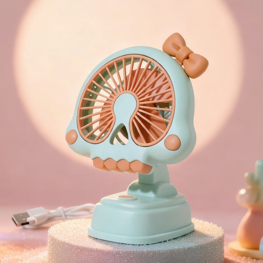 Damen Handventilator Totenkopf-Design Tragbar Kompakt 5