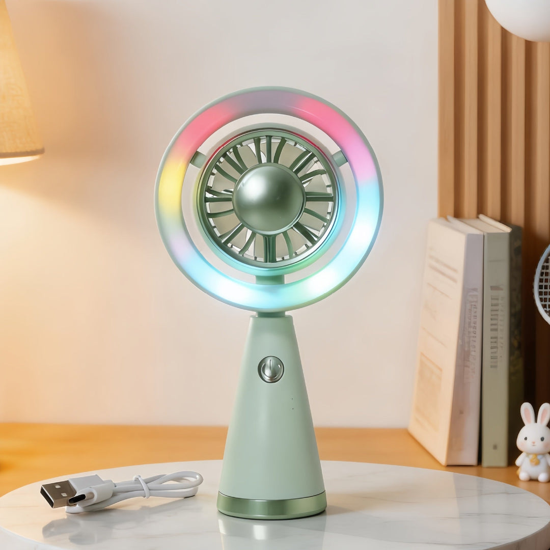Damen Handventilator Tragbar mit RGB-Beleuchtung und Ergonomischem Design 0