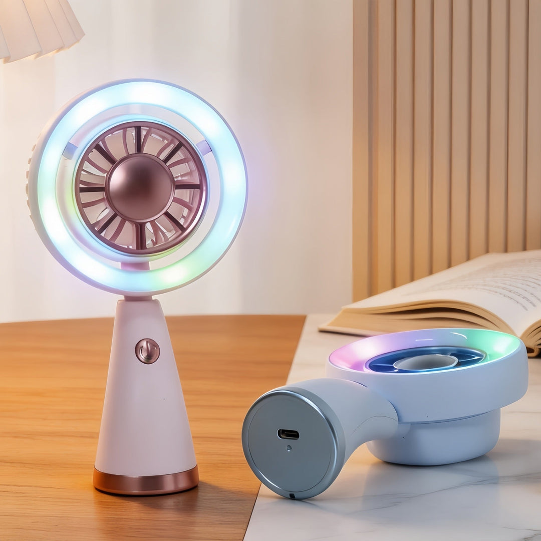 Damen Handventilator Tragbar mit RGB-Beleuchtung und Ergonomischem Design 4
