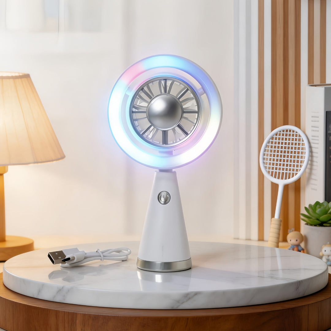 Damen Handventilator Tragbar mit RGB-Beleuchtung und Ergonomischem Design 6