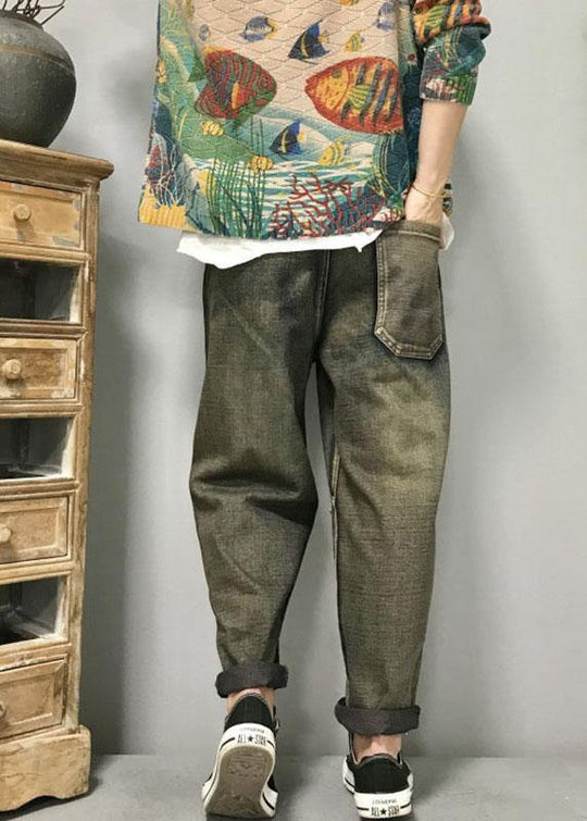 Damen Harem Jeans mit Katzenstickerei 4