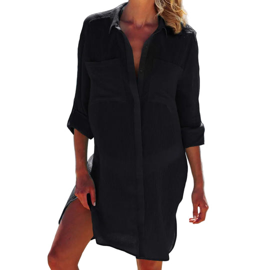 Damen Hemdblusenkleid Lässig 1