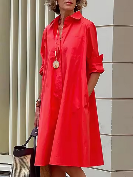 Damen Hemdkleid Lässig Polyester Atmungsaktiv für Sommer und Freizeit 1