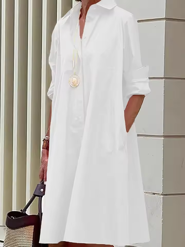 Damen Hemdkleid Lässig Polyester Atmungsaktiv für Sommer und Freizeit 2