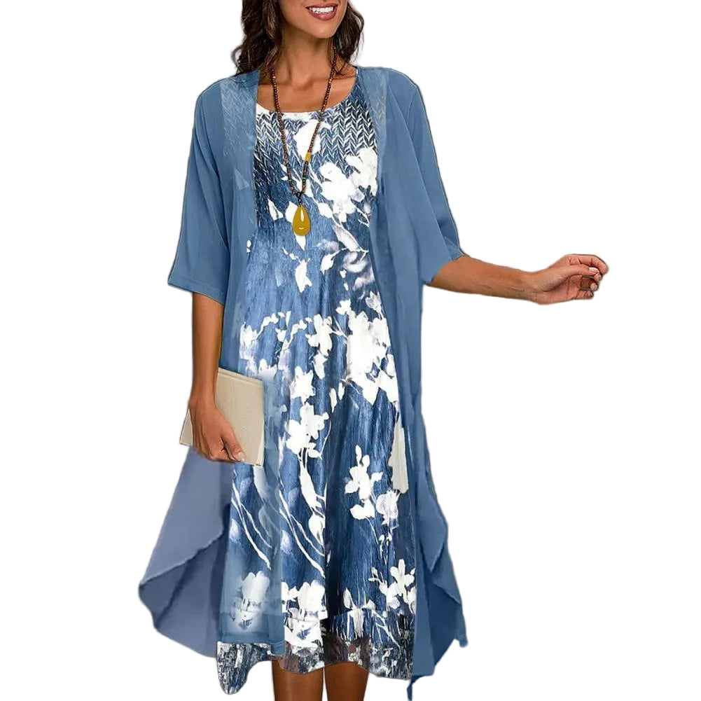 Damen Herbstkleid mit Elastischer Taille 0