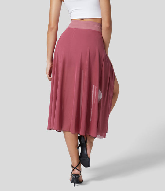 Damen Hochtaillierte 2-in-1 Rock Elegant 7