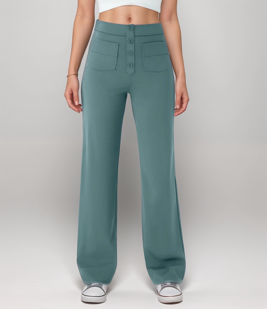 Damen Hochtaillierte Weite Hosen Stretchmaterial 7