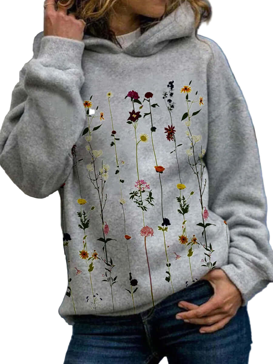 Damen Hoodie mit Blumenmuster 0