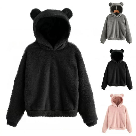 Damen Hoodie mit Kapuze und Kaninchenohren 3