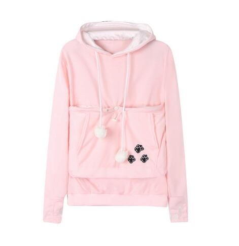 Damen Hoodie mit Katzentasche im herbstlichen Stil 2