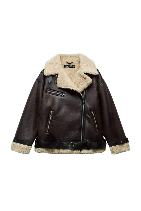 Damen Jacke mit Revers aus Kunstmaterial 0