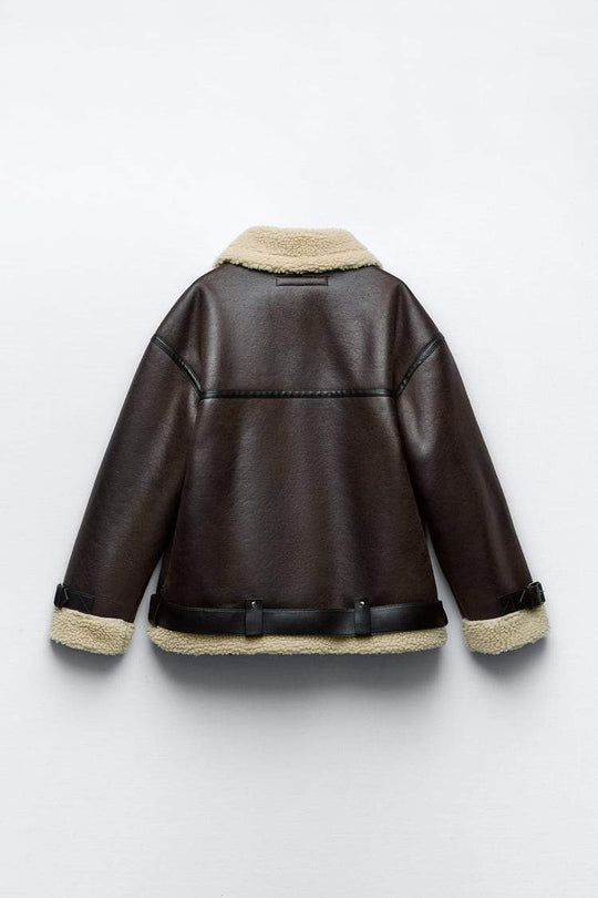 Damen Jacke mit Revers aus Kunstmaterial 4