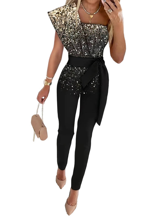 Damen Jumpsuit Glitzernd Festlich Tailliert 0
