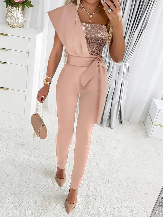 Damen Jumpsuit Glitzernd Festlich Tailliert 2