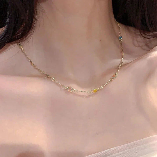 Damen Kette mit bunten Steinen 4