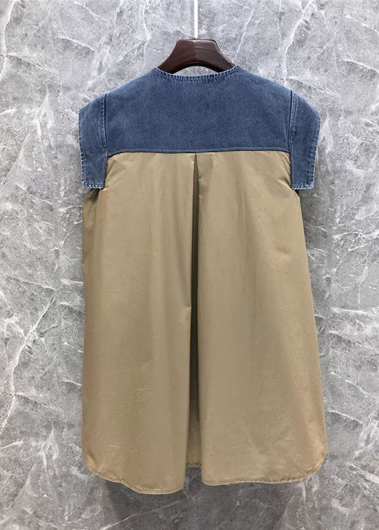 Damen Khaki Denim Hemd mit Bogen-Design 1