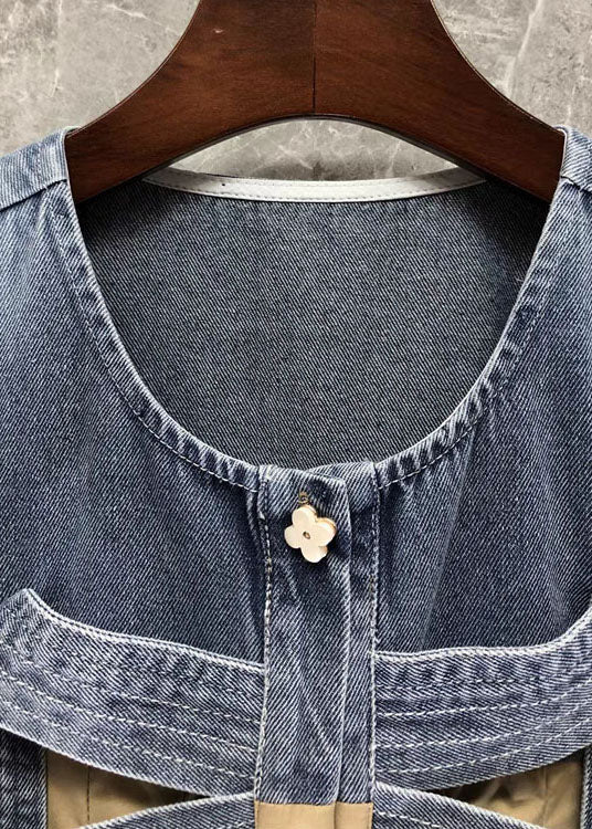 Damen Khaki Denim Hemd mit Bogen-Design 2