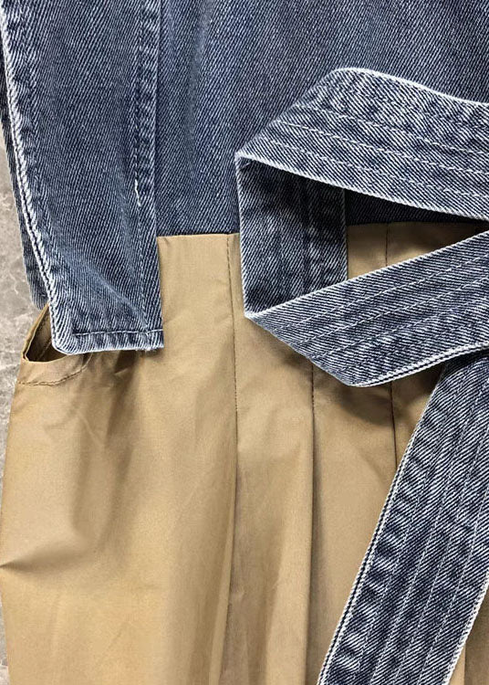 Damen Khaki Denim Hemd mit Bogen-Design 3