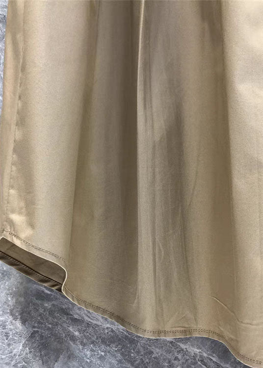 Damen Khaki Denim Hemd mit Bogen-Design 4