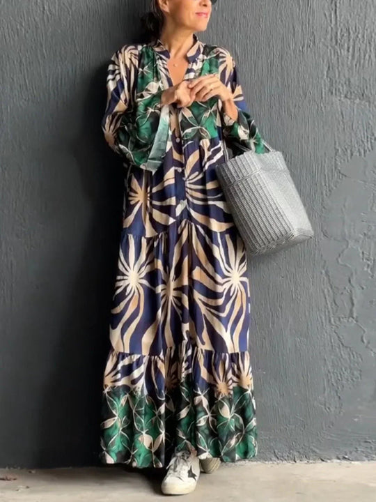 Damen Kleid Print Lässig Hochwertiger Stoff 3