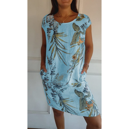 Damen Kleid Rundhalsausschnitt Bequem Sommerstil 3