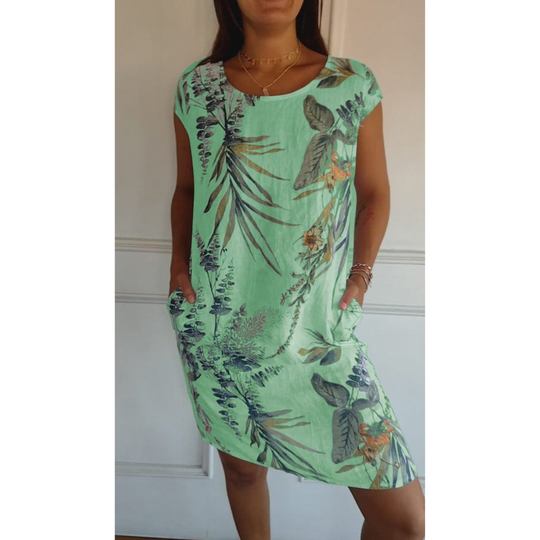 Damen Kleid Rundhalsausschnitt Bequem Sommerstil 4