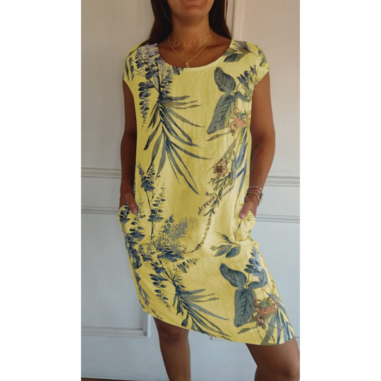 Damen Kleid Rundhalsausschnitt Bequem Sommerstil 5