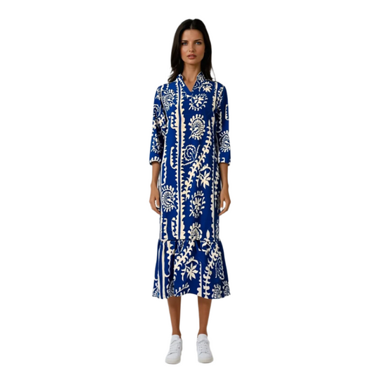 Damen Kleid V-Ausschnitt Lockeres Druckdesign aus Polyester für Festliche Anlässe 0