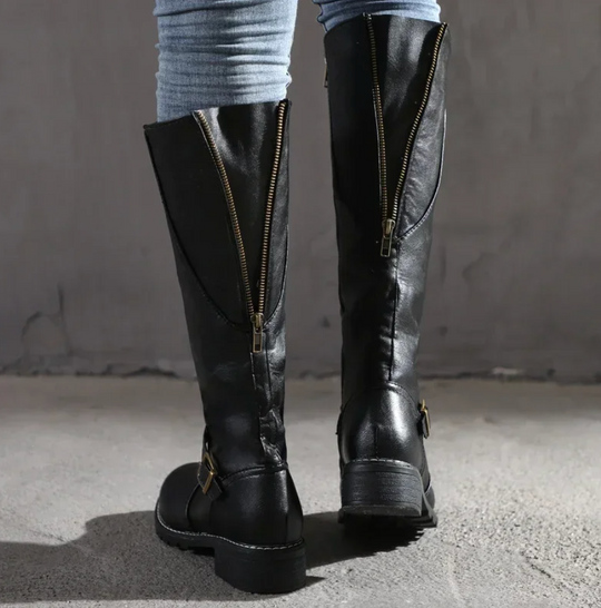 Damen Kniehohe Winterstiefel mit Niedrigem Absatz 4