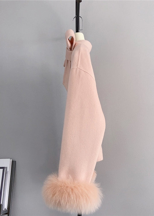 Damen Kurzmantel mit Schleife und Fuchshaar 3