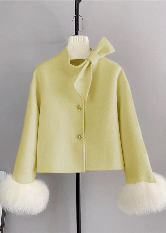 Damen Kurzmantel mit Schleife und Fuchshaar 6