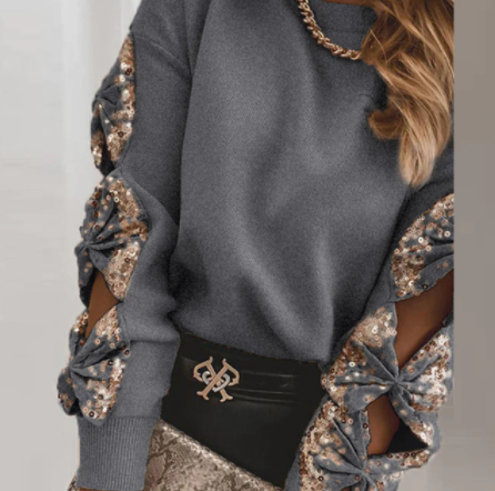 Damen Langarm-Pullover mit O-Ausschnitt 9