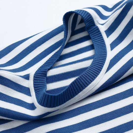 Damen Langarmshirt Streifen Rundhalsausschnitt für Herbstoberteile 4
