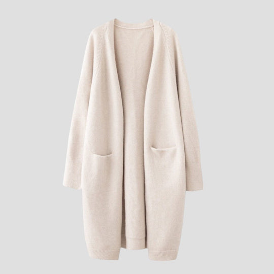 Damen Lange Cardigan Offene Vorderseite 0