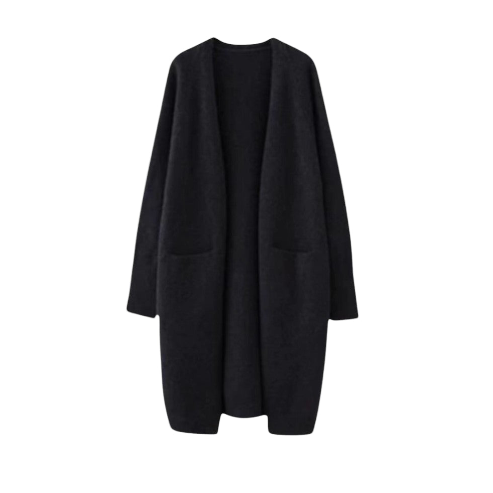 Damen Lange Cardigan Offene Vorderseite 5