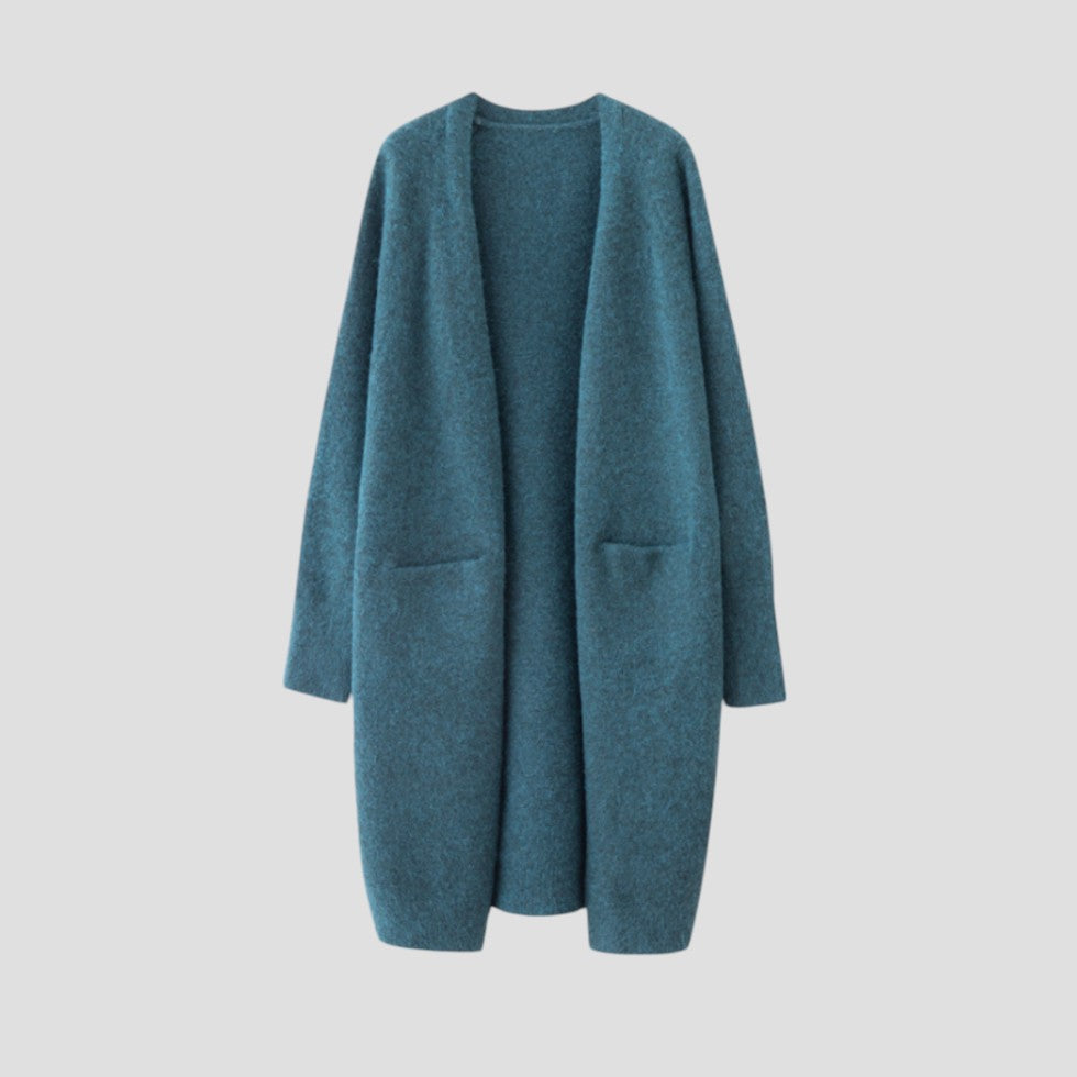Damen Lange Cardigan Offene Vorderseite 6