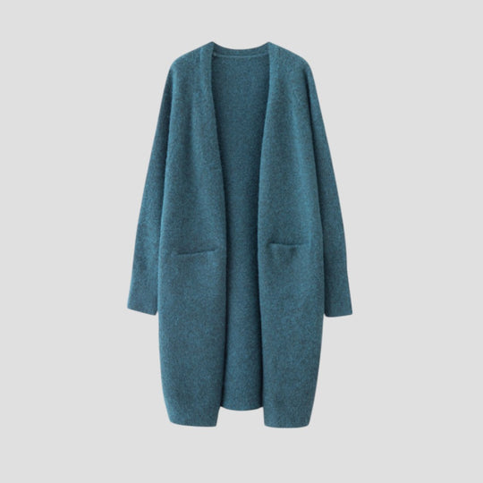 Damen Lange Cardigan Offene Vorderseite 6