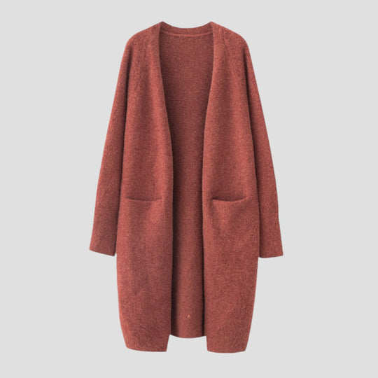 Damen Lange Cardigan Offene Vorderseite 8