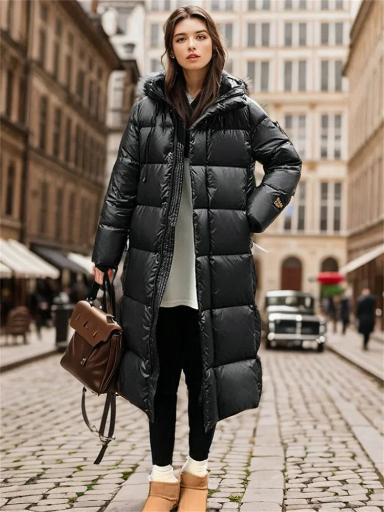 Damen Lange Jacke Wattiert 5
