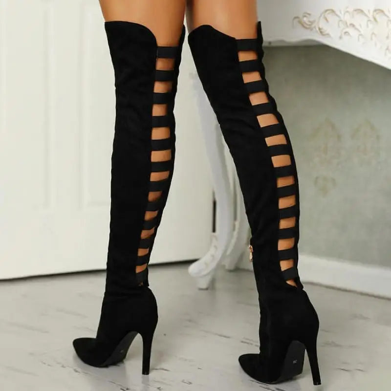 Damen Lange Stiefel mit hohem Absatz 4