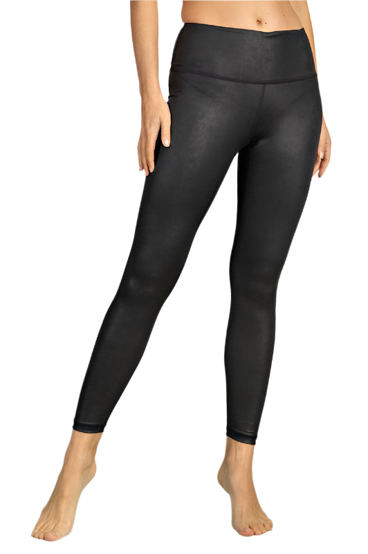 Damen Leggings Vollständig Schwarz Butterweicher Stoff 0