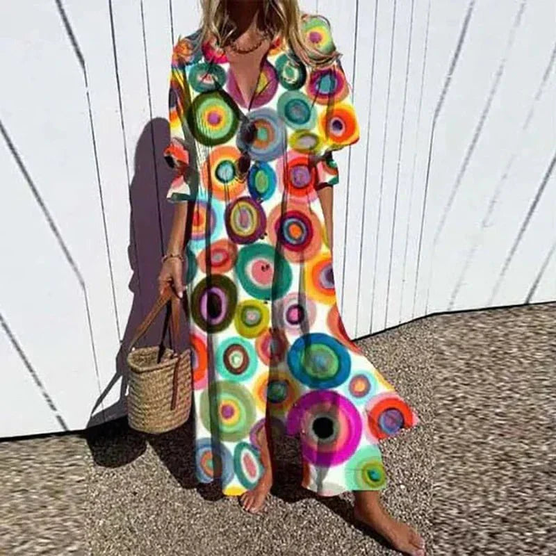 Damen Maxi Kleid Boho Stil Fließend 7