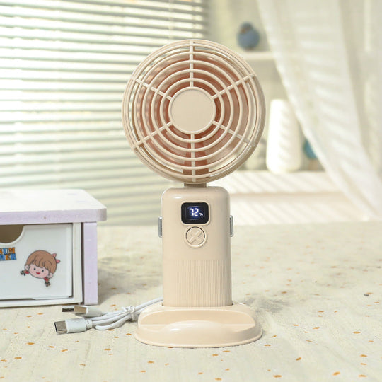 Damen Mini Ventilator USB Tragbar mit LCD-Display und mehreren Geschwindigkeitsstufen 7