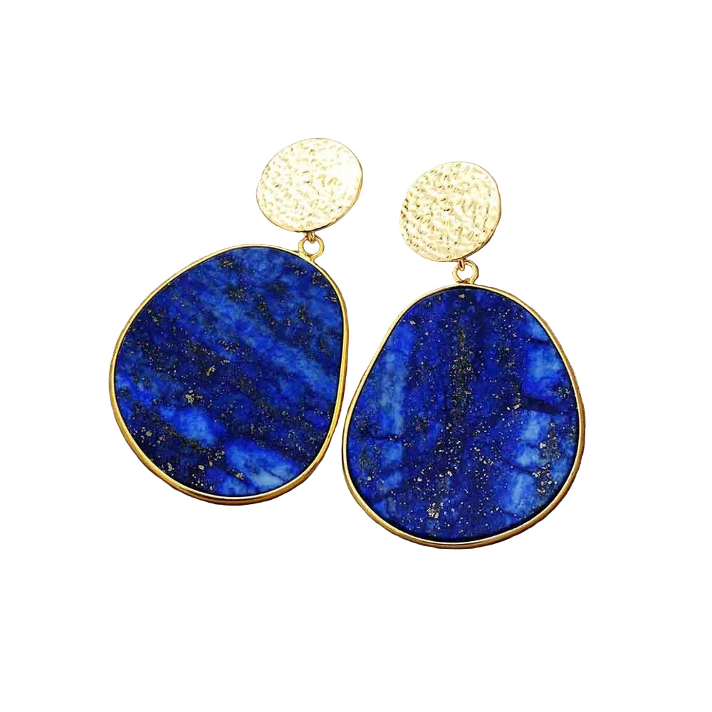 Damen Ohrringe Celestial Design mit Lapislazuli und Goldakzenten 1